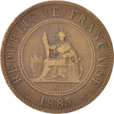 FRENCH COCHIN CHINA, Cent, 1885, Paris, VF(30-35), Bronze, KM:3