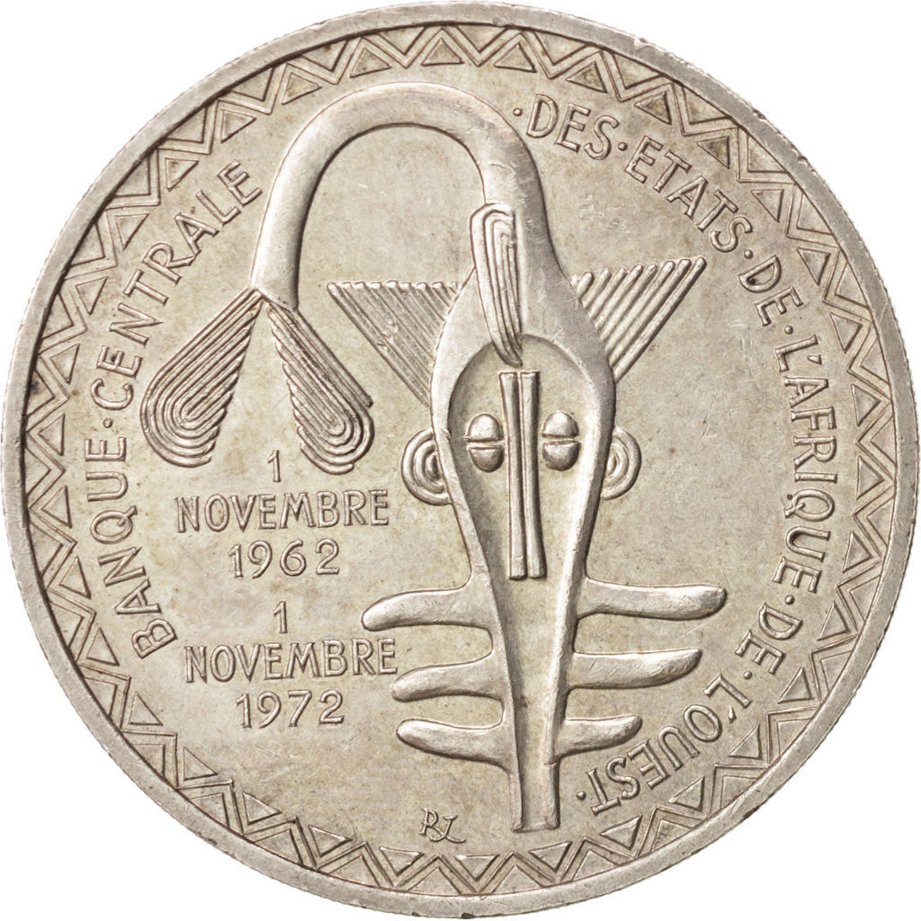 West African States, 500 Francs, 1972, Paris, AU(55-58), Silver, KM:7