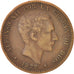 Spain, Alfonso XII, 10 Centimos, 1877, EF(40-45), Bronze, KM:675