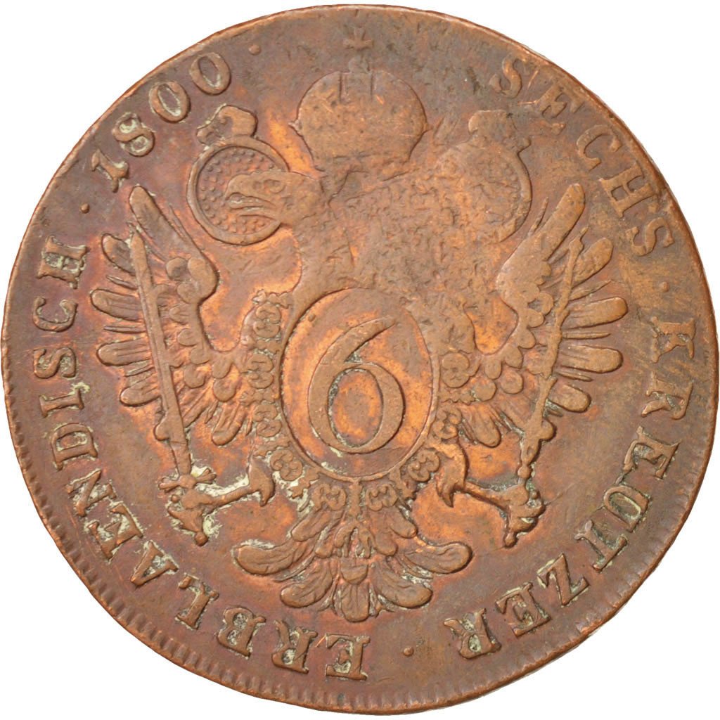 Österreich, Franz II (I), 6 Kreuzer, 1800, VF(20-25), Copper, KM:2128
