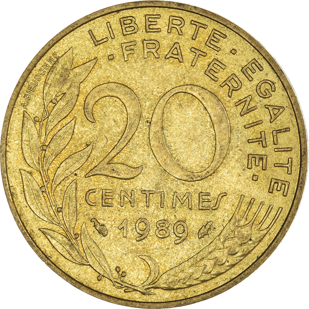 Moeda, França, 20 Centimes, 1989