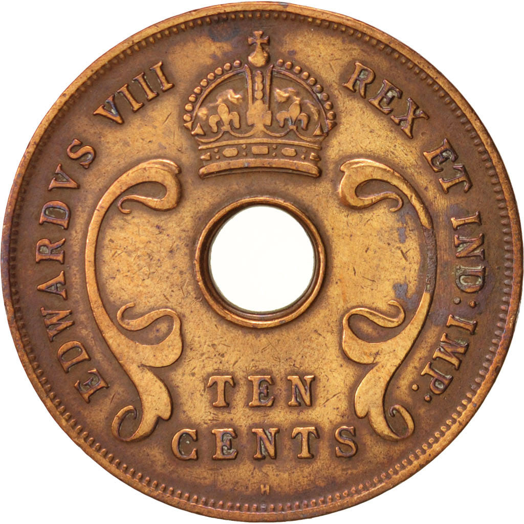 EAST AFRICA, Edward VIII, 10 Cents, 1936, EF(40-45), Bronze, KM:24