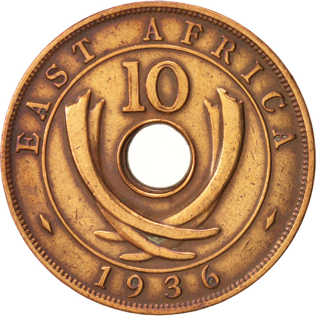 EAST AFRICA, Edward VIII, 10 Cents, 1936, EF(40-45), Bronze, KM:24