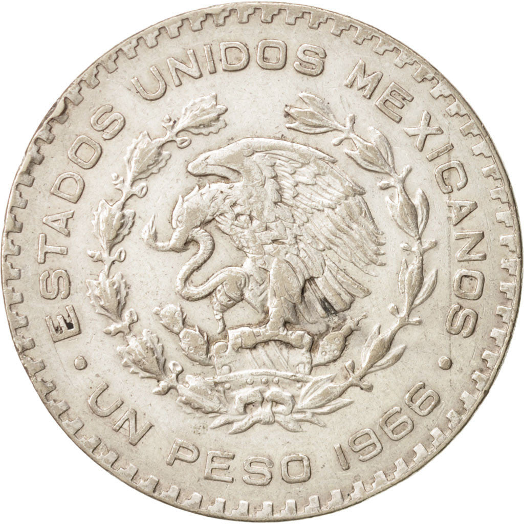Mexico, Peso, 1966, Mexico City, EF(40-45), Silver, KM:459