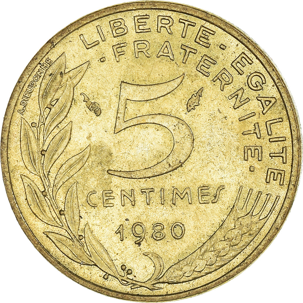 Coin, France, 5 Centimes, 1980