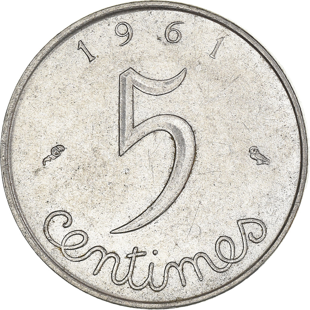 Moeda, França, 5 Centimes, 1961