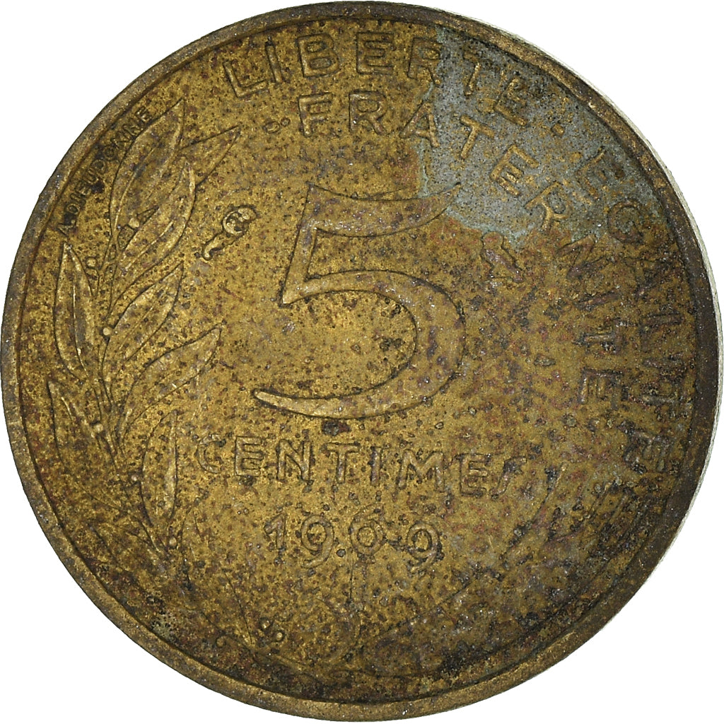Moeda, França, 5 Centimes, 1969