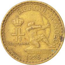 Monaco, Louis II, 2 Francs, 1926, Poissy, EF(40-45), Aluminum-Bronze, KM:115