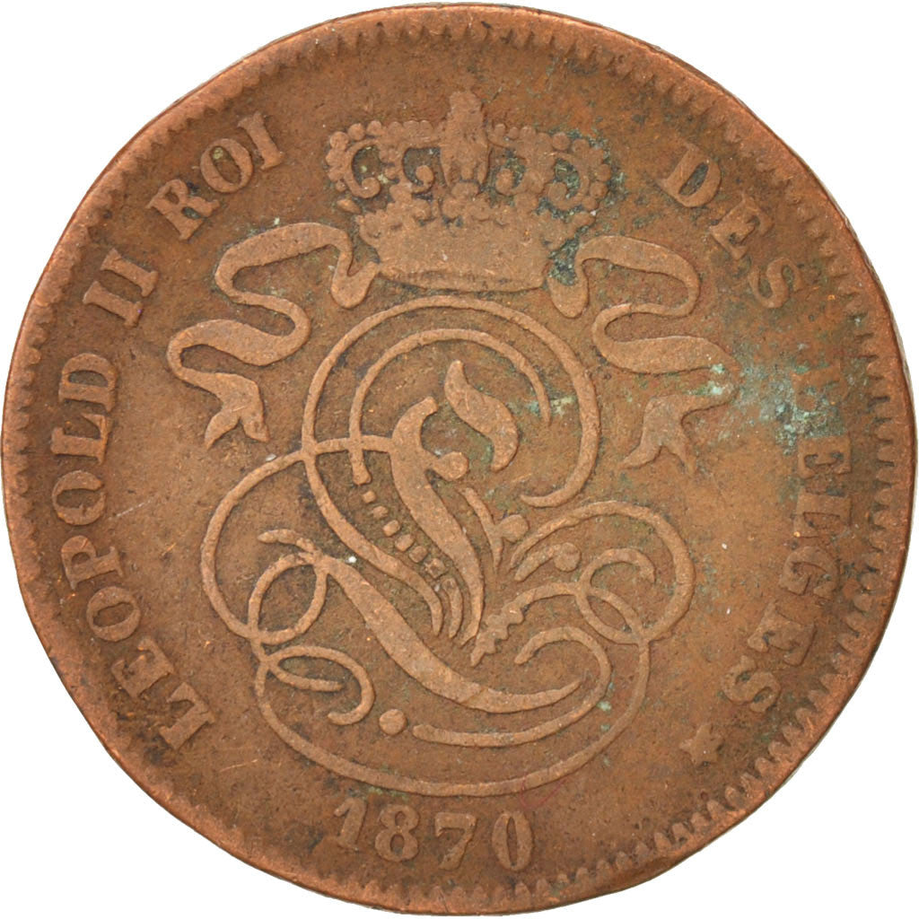 Coin, Belgium, Leopold II, 2 Centimes, 1870, VF(20-25), Copper, KM:35.1