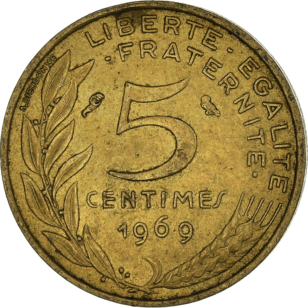 Munten, Frankrijk, 5 Centimes, 1969