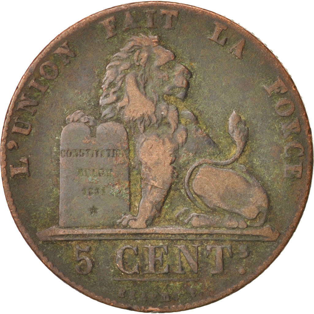 Belgium, Leopold I, 5 Centimes, 1841, VF(20-25), Copper, KM:5.1