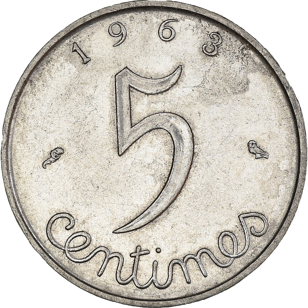 Moeda, França, 5 Centimes, 1963