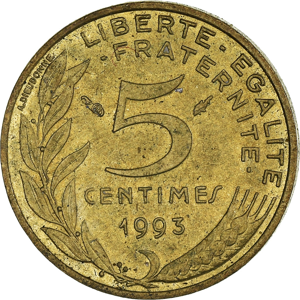 Coin, France, 5 Centimes, 1993