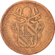 Monnaie, États italiens, PAPAL STATES, Pius IX, 2 Baiocchi, Muraiola, 1853