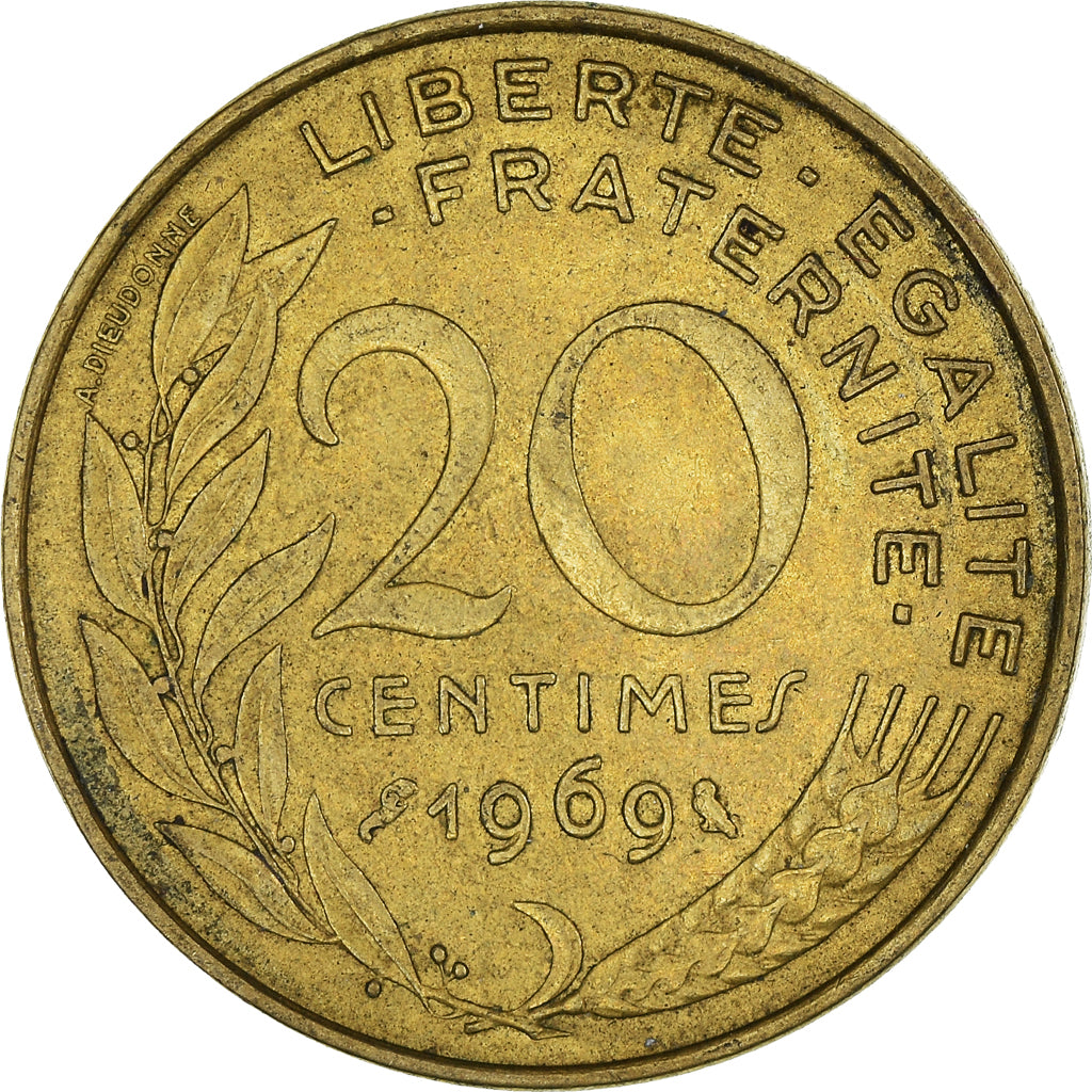 Moeda, França, 20 Centimes, 1969