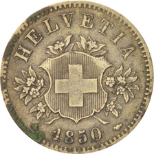 Switzerland, 20 Rappen, 1850, Strasbourg, VF(30-35), Billon, KM:7