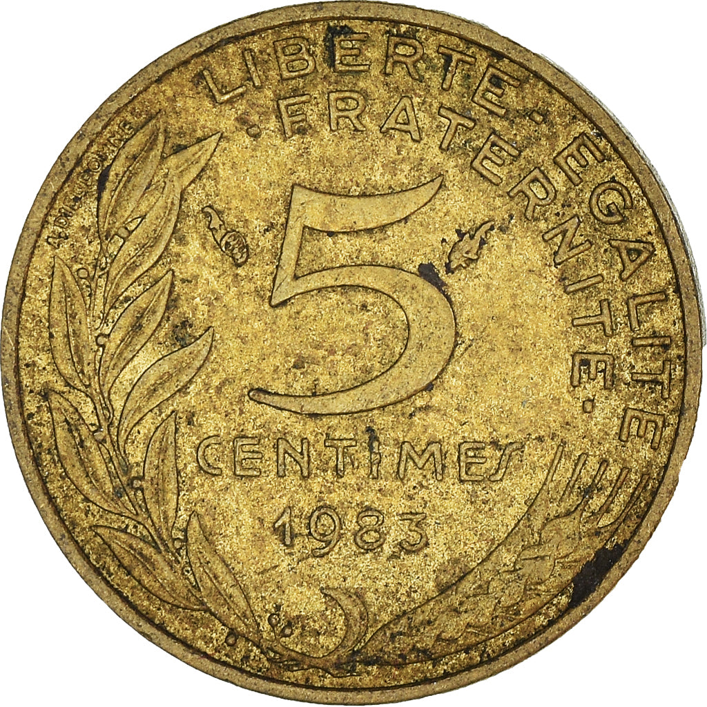 Moeda, França, 5 Centimes, 1983