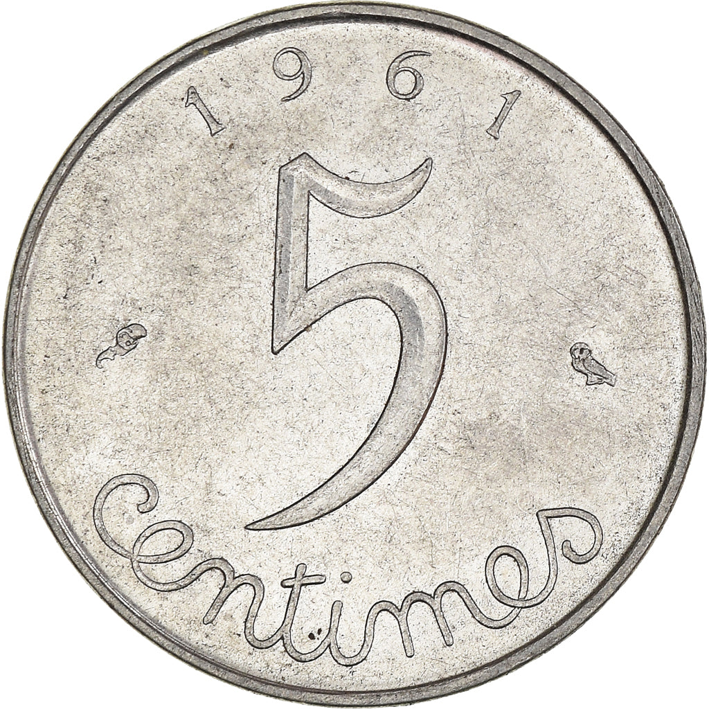 Moeda, França, 5 Centimes, 1961