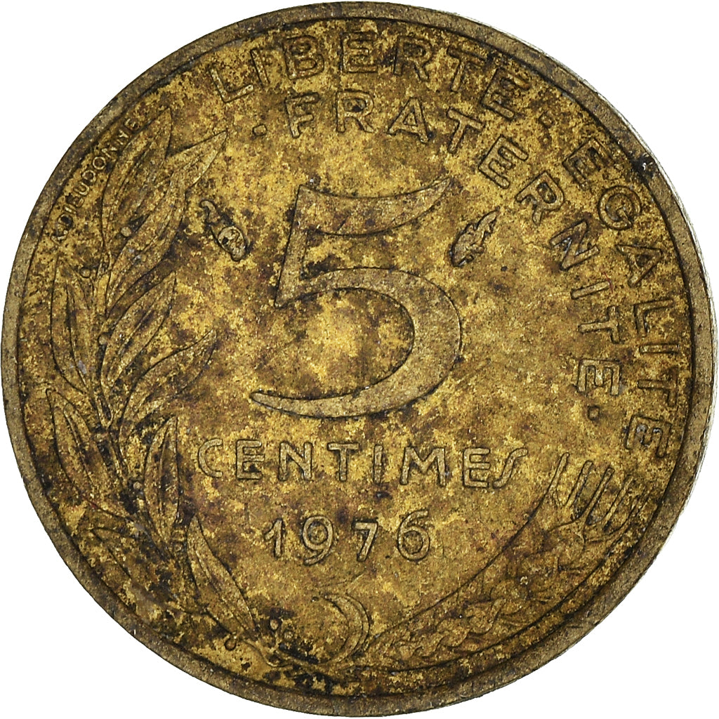Moeda, França, 5 Centimes, 1976