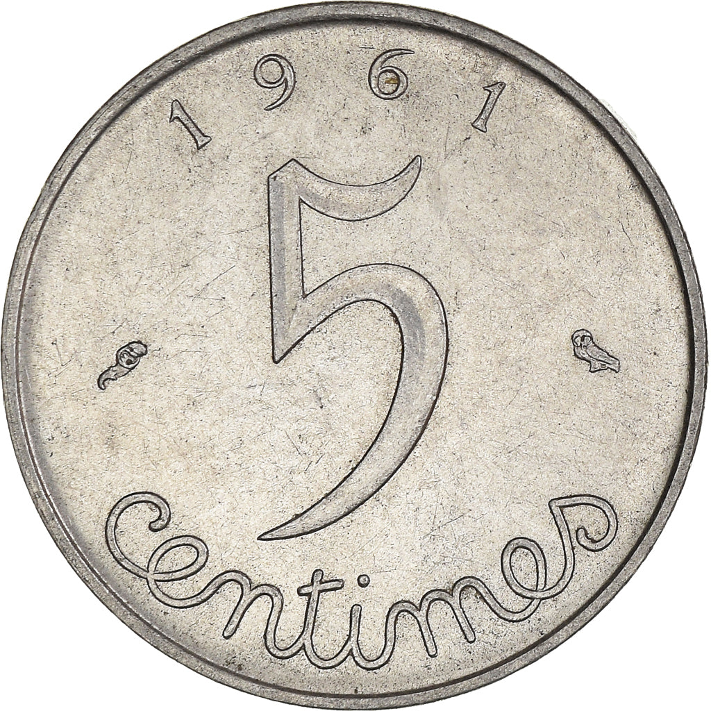 Moeda, França, 5 Centimes, 1961