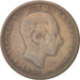 Spain, Alfonso XII, 5 Centimos, 1879, VF(20-25), Bronze, KM:674
