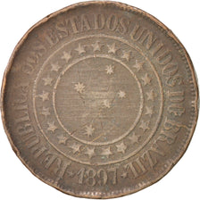 Brésil, 40 Reis, 1897, B+, Bronze, KM:491