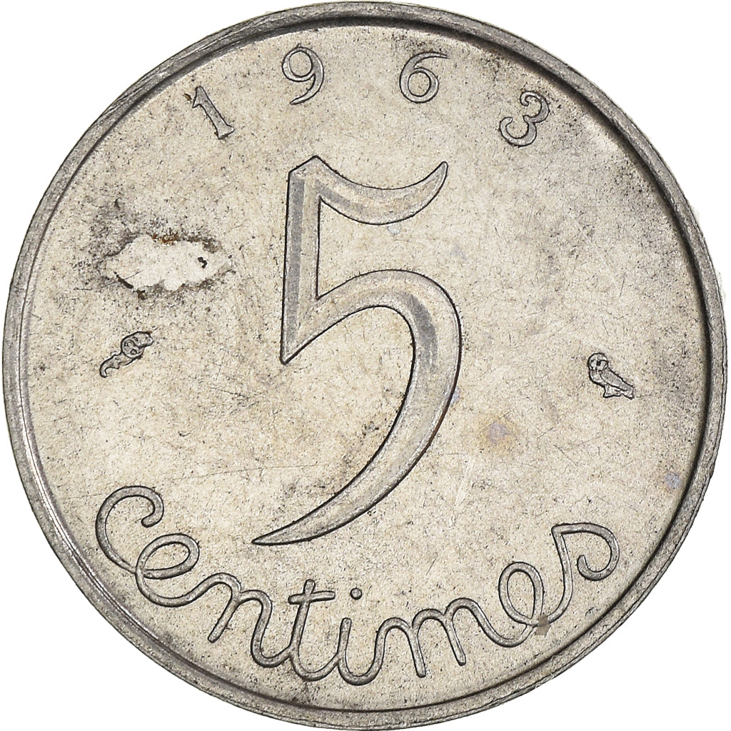 Moeda, França, 5 Centimes, 1963