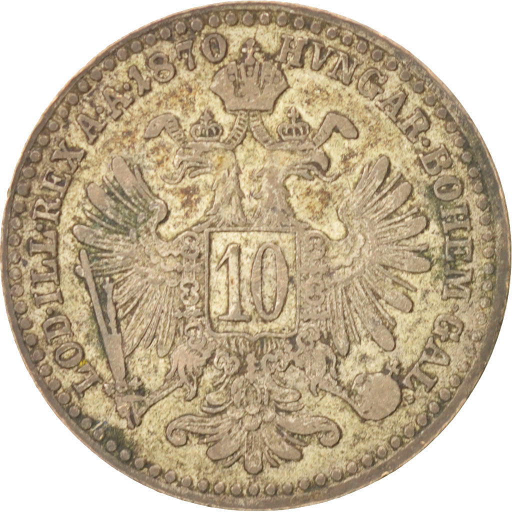 Österreich, Franz Joseph I, 10 Kreuzer, 1870, VF(30-35), Silver, KM:2206