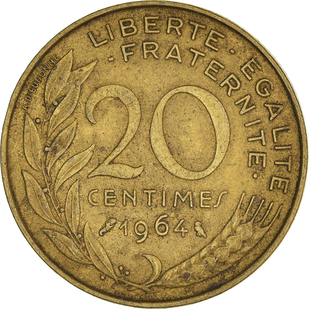 Moeda, França, 20 Centimes, 1964