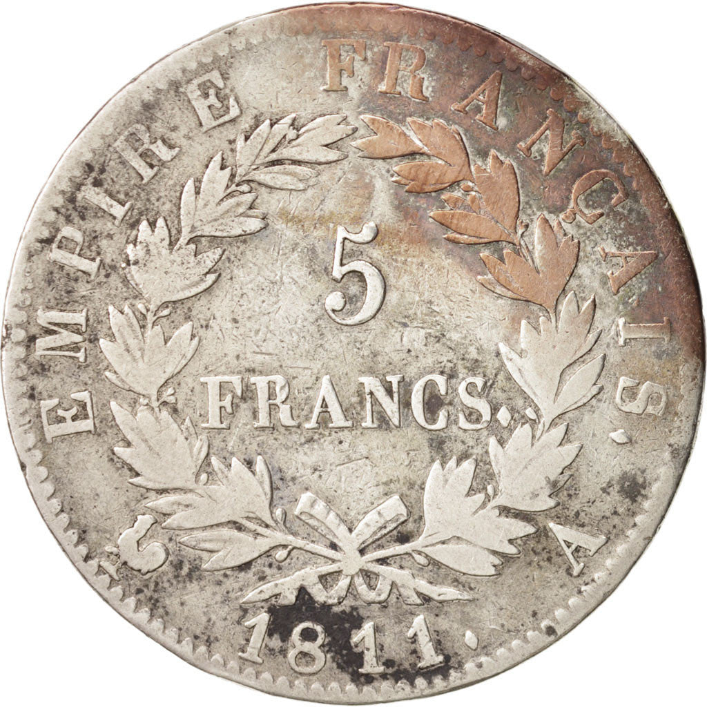 Francia, Napoléon I, 5 Francs, 1811, Paris, MB, Argento, KM:694.1, Gadoury:584