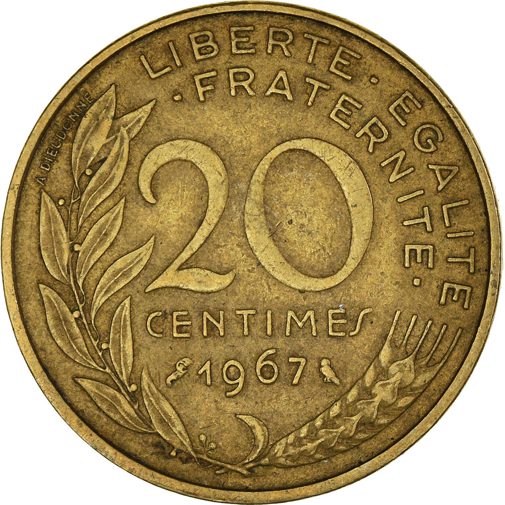 Moneta, Francja, 20 Centimes, 1967