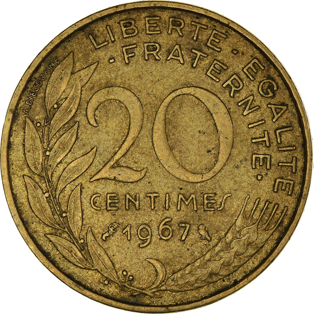 Munten, Frankrijk, 20 Centimes, 1967