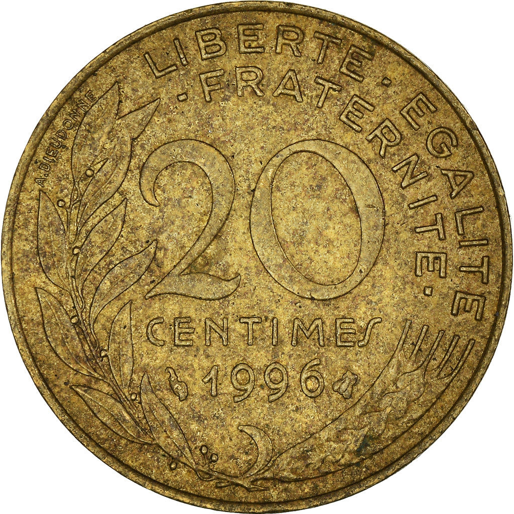 Moeda, França, 20 Centimes, 1996