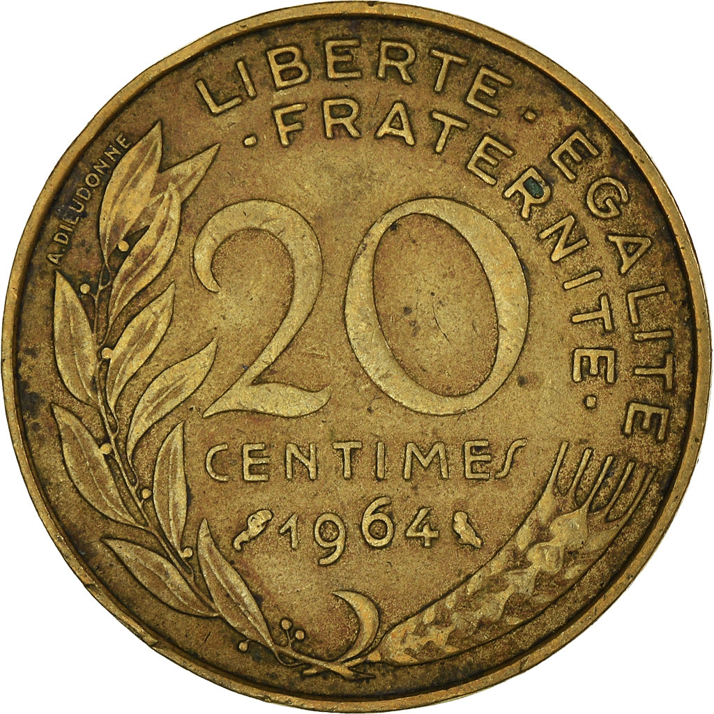 Munten, Frankrijk, 20 Centimes, 1964