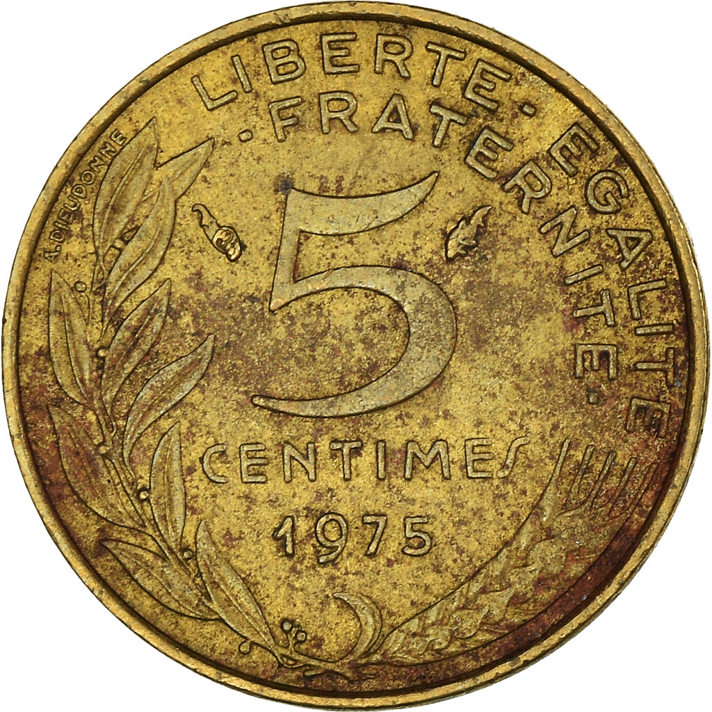 Moeda, França, 5 Centimes, 1975