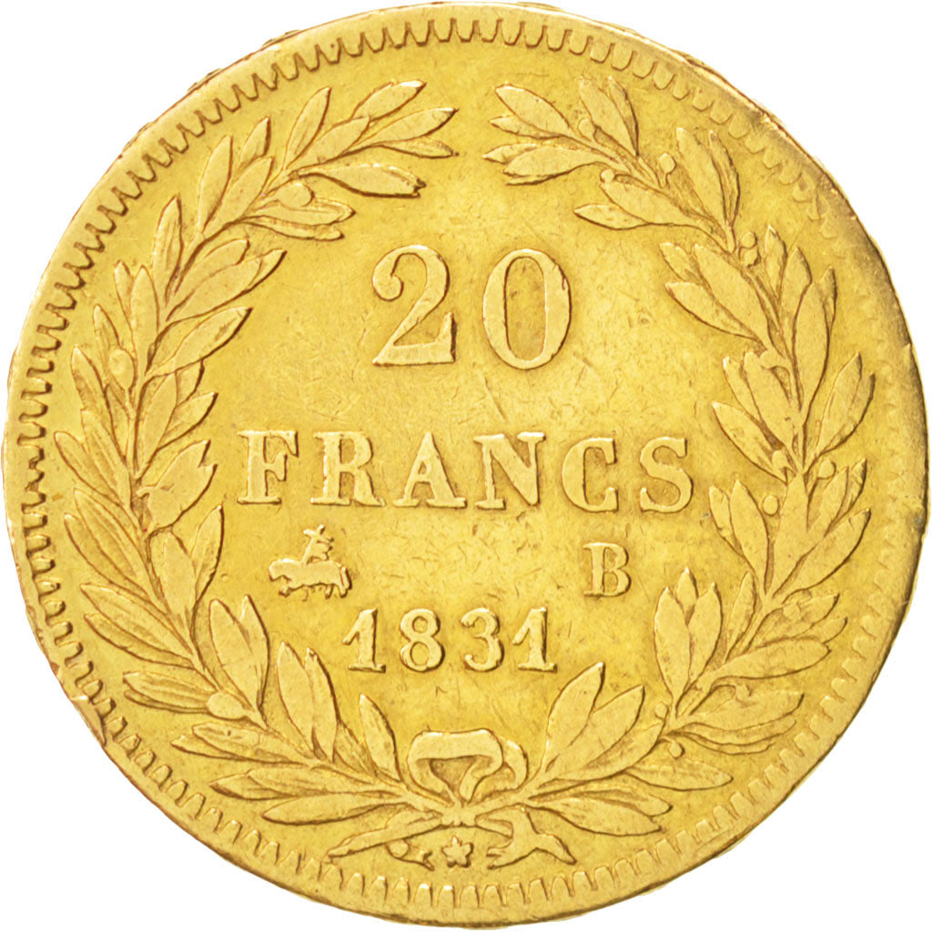 France, Louis-Philippe, 20 Francs, 1831, Rouen, VF(30-35), Gold, KM:746.2, Ga...