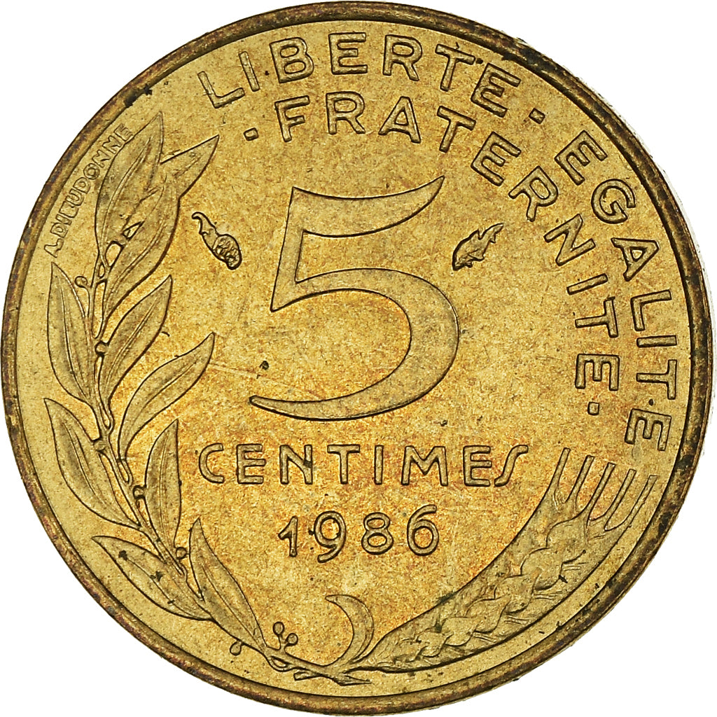 Moeda, França, 5 Centimes, 1986