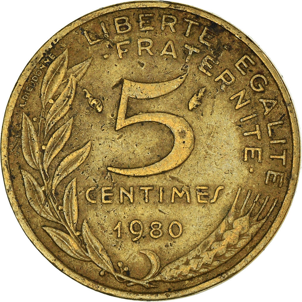Coin, France, 5 Centimes, 1980