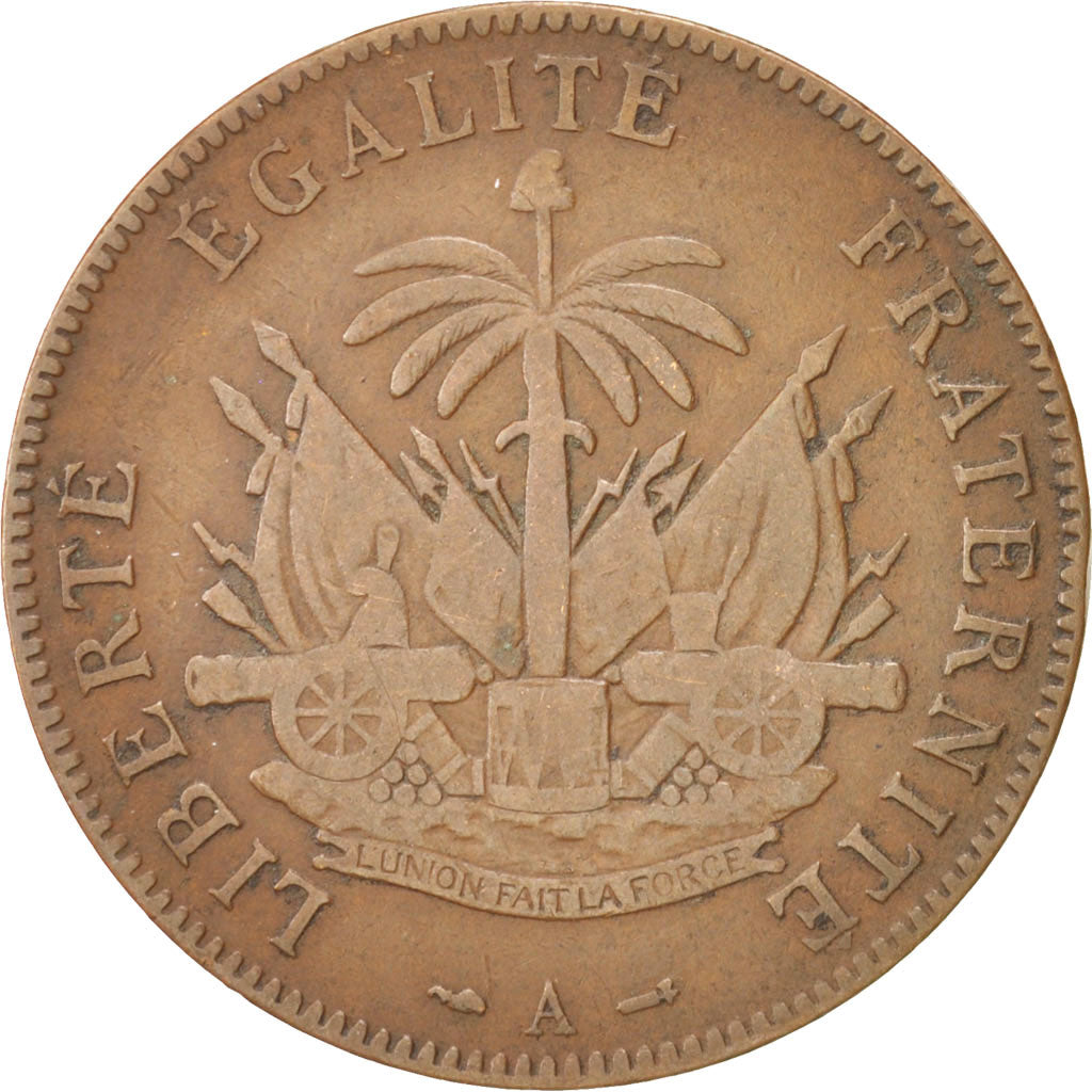 Haiti, 2 Centimes, 1886, EF(40-45), Bronze, KM:49