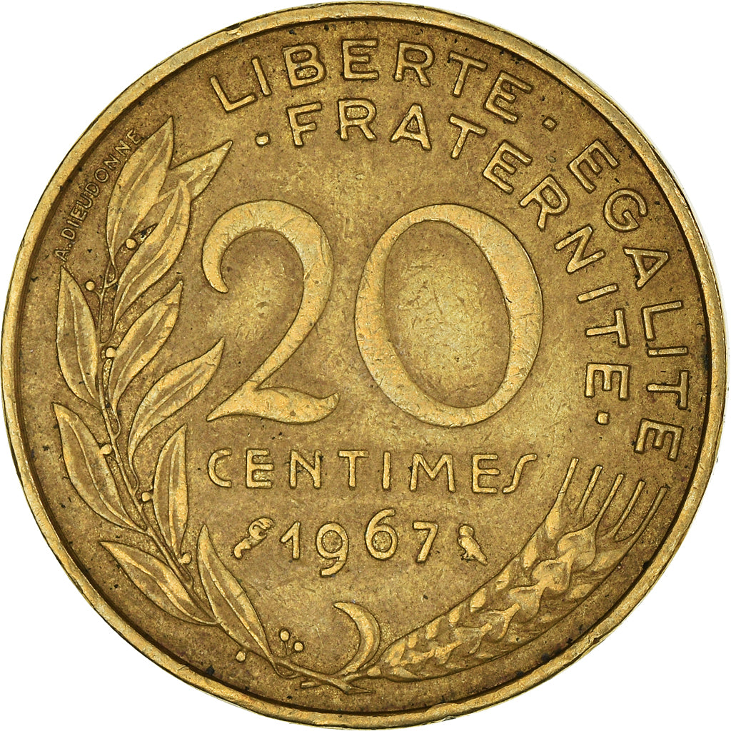 Moeda, França, 20 Centimes, 1967