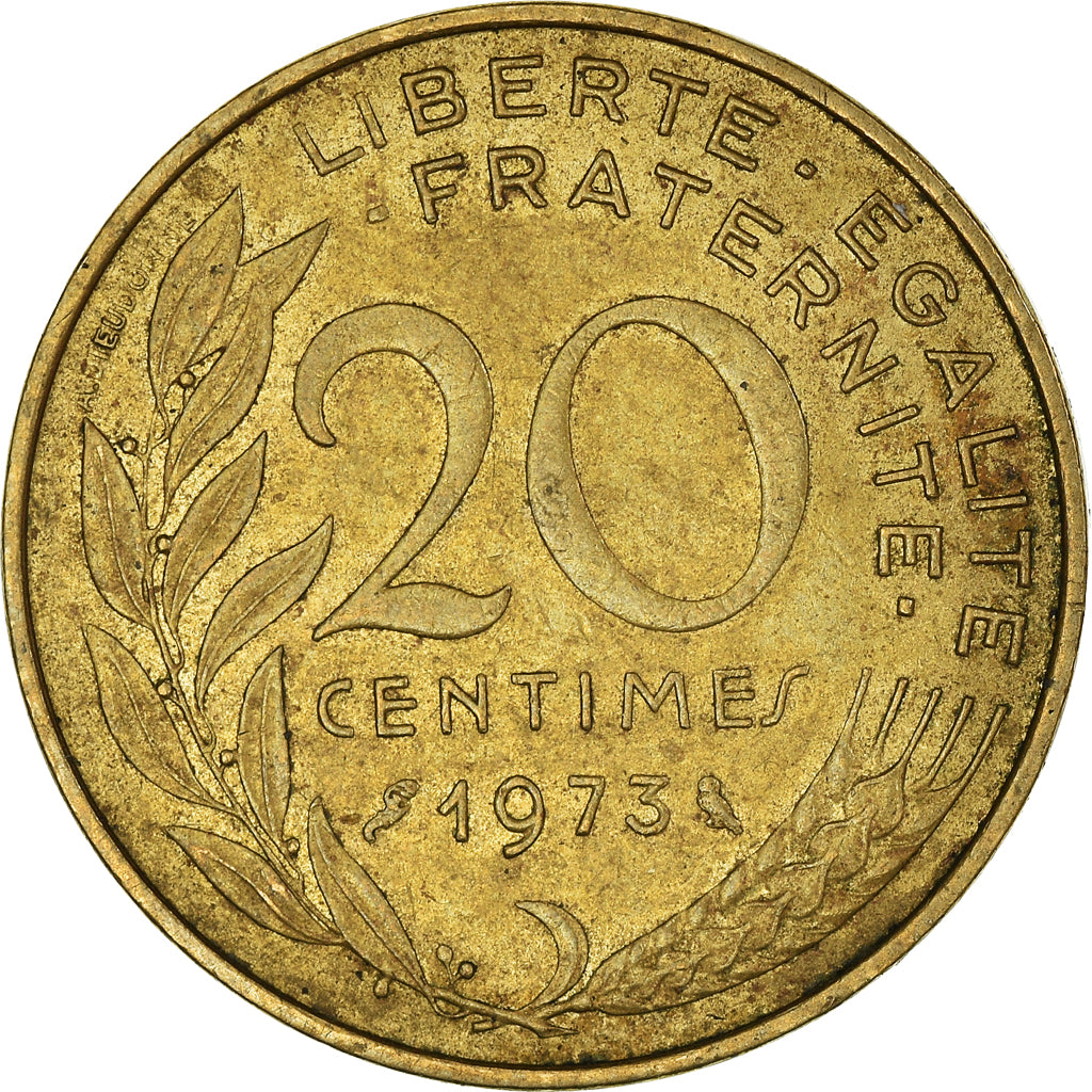 Moneta, Francja, 20 Centimes, 1973
