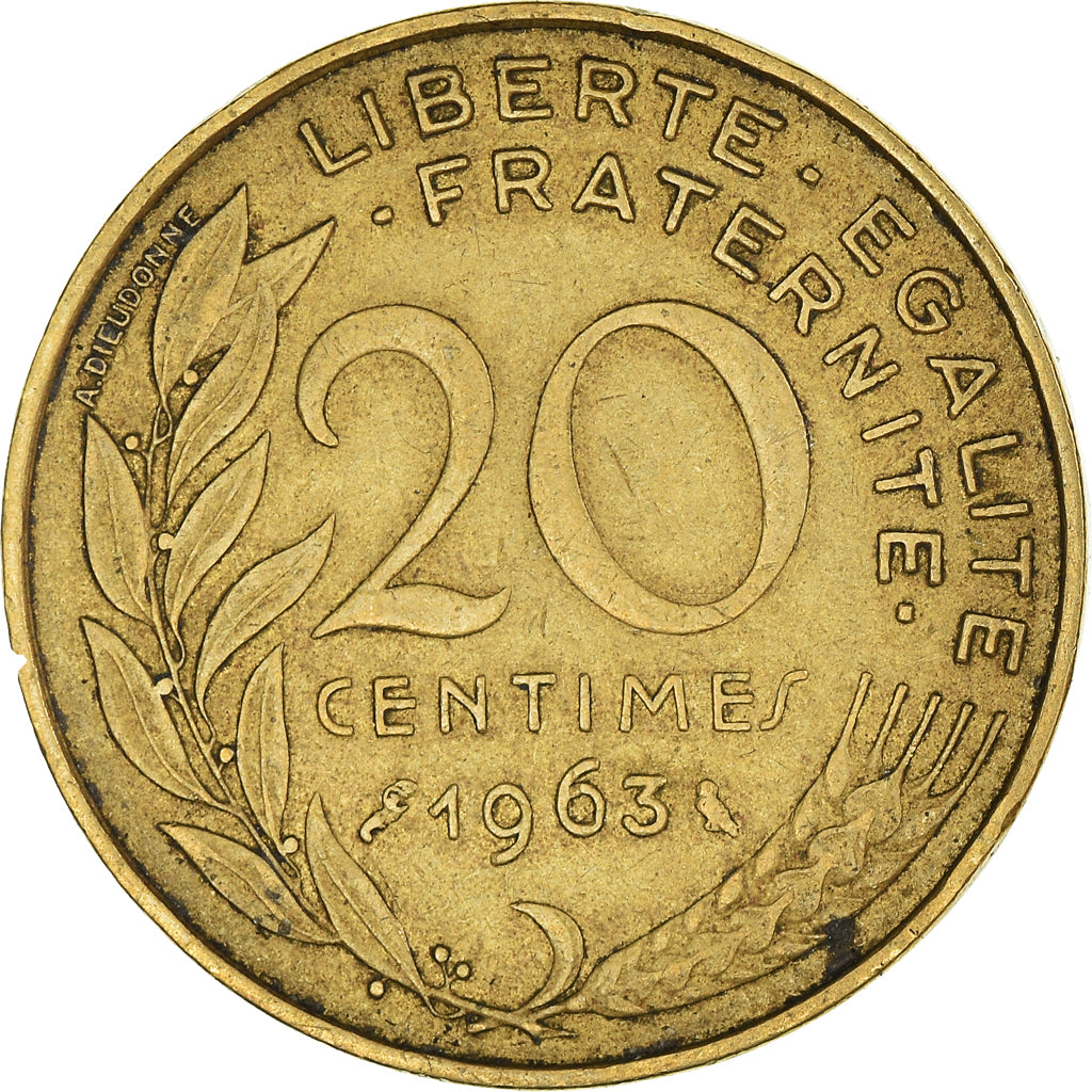 Moeda, França, 20 Centimes, 1963