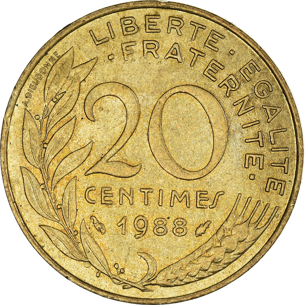 Moeda, França, 20 Centimes, 1988