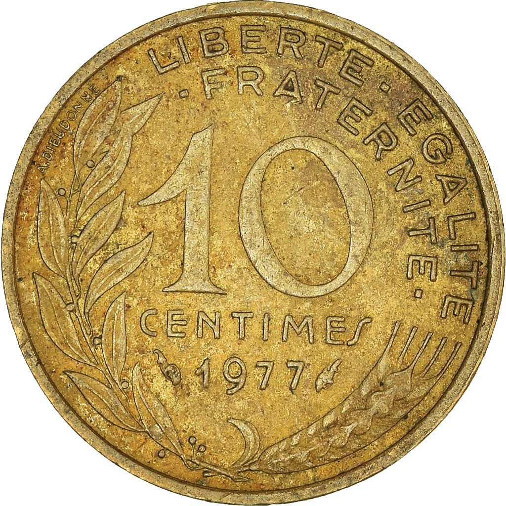 Moneta, Francja, 10 Centimes, 1977