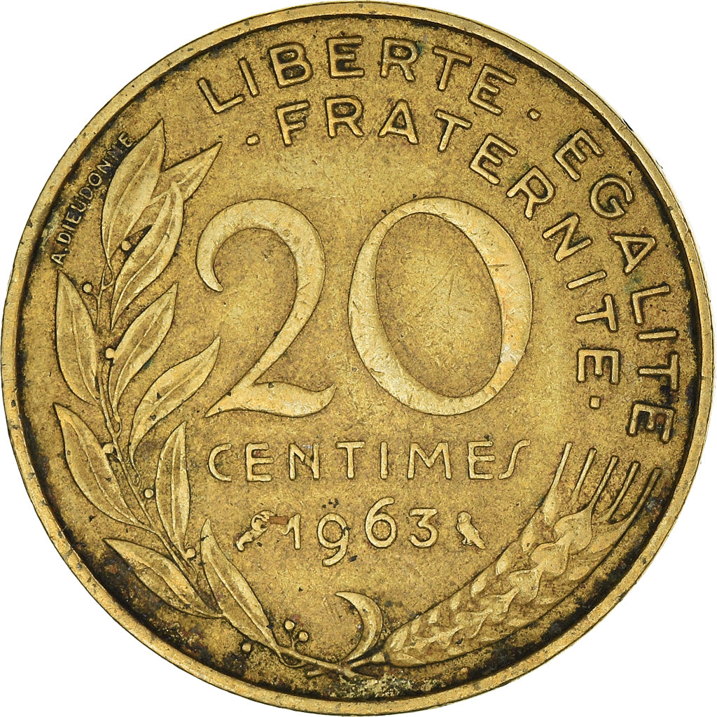 Moeda, França, 20 Centimes, 1963