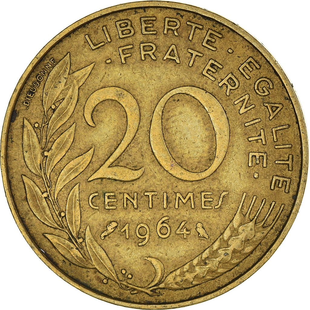 Coin, France, 20 Centimes, 1964