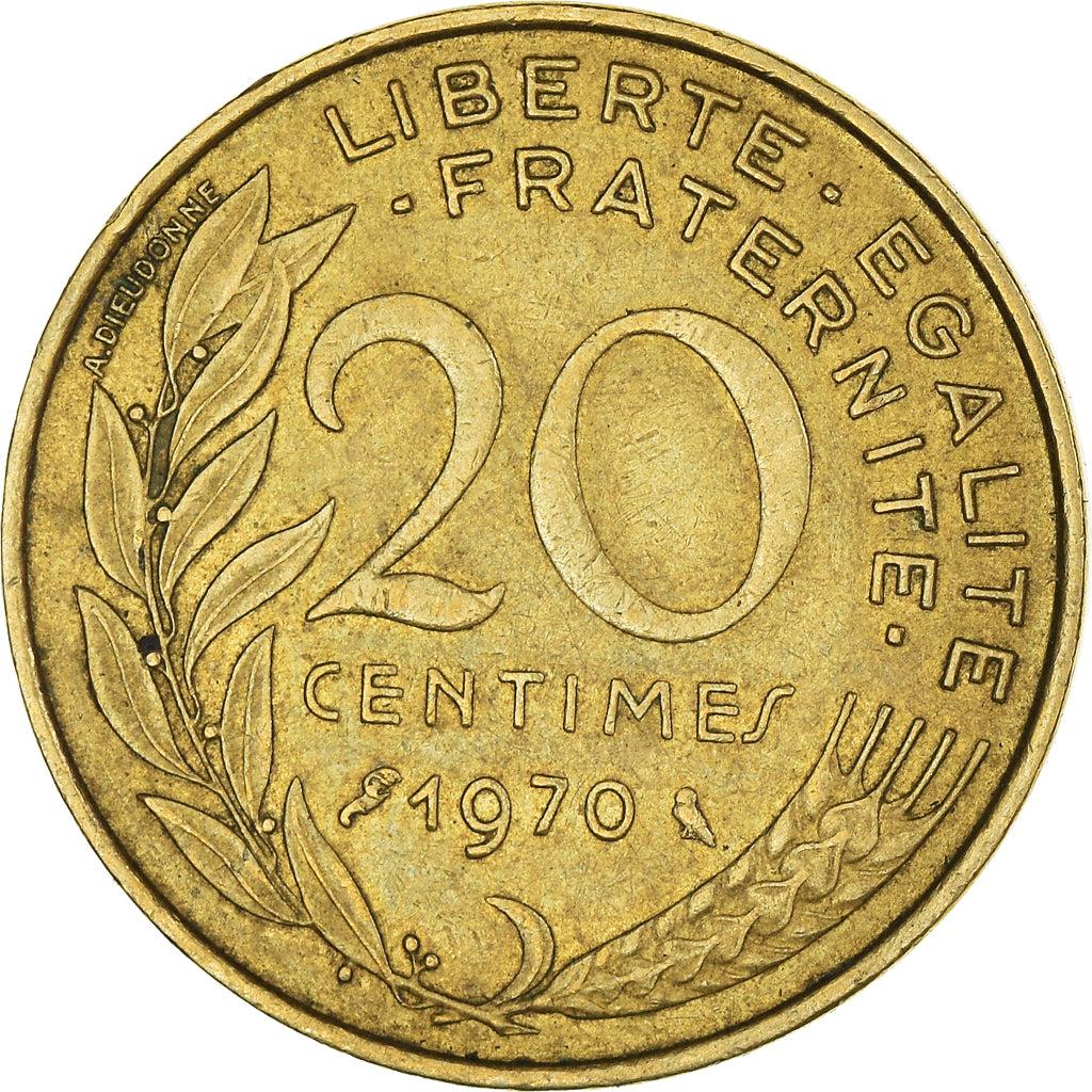 Munten, Frankrijk, 20 Centimes, 1970
