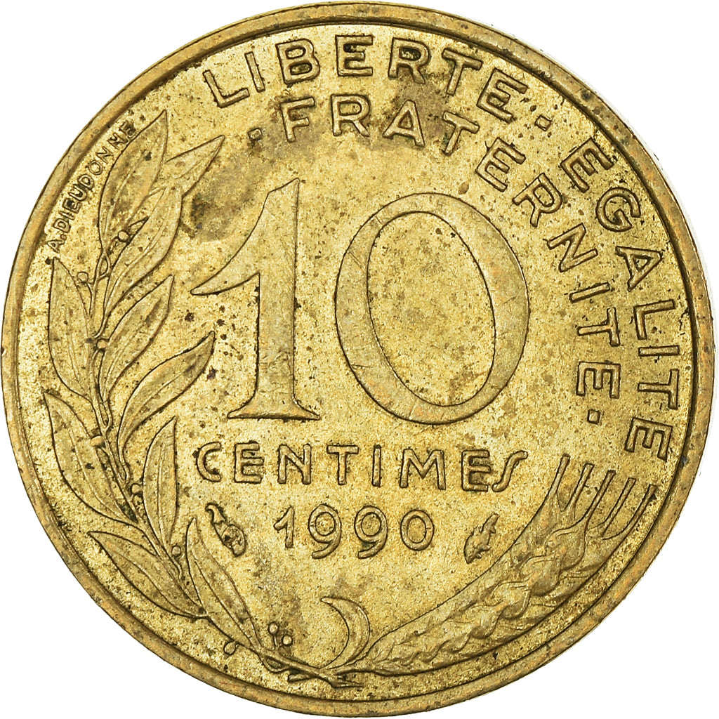 Moneta, Francja, 10 Centimes, 1990