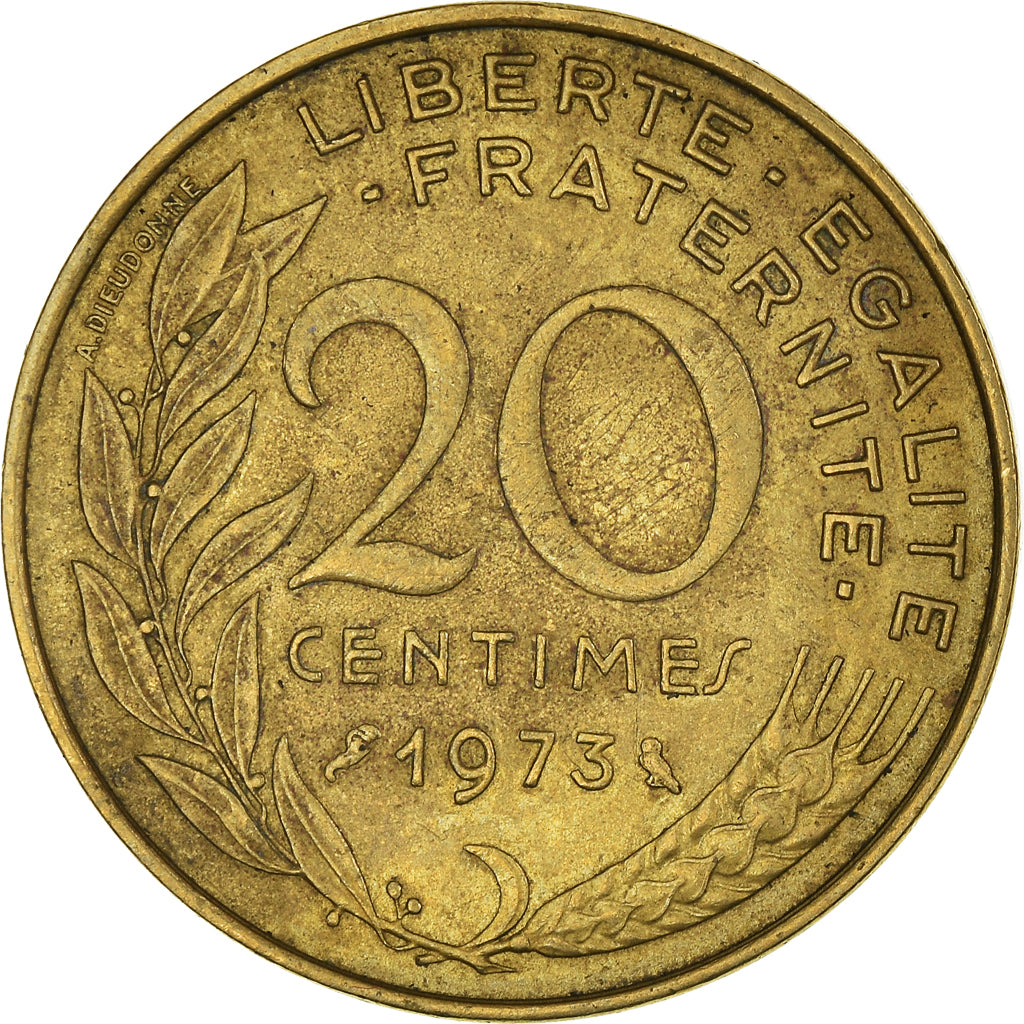 Munten, Frankrijk, 20 Centimes, 1973