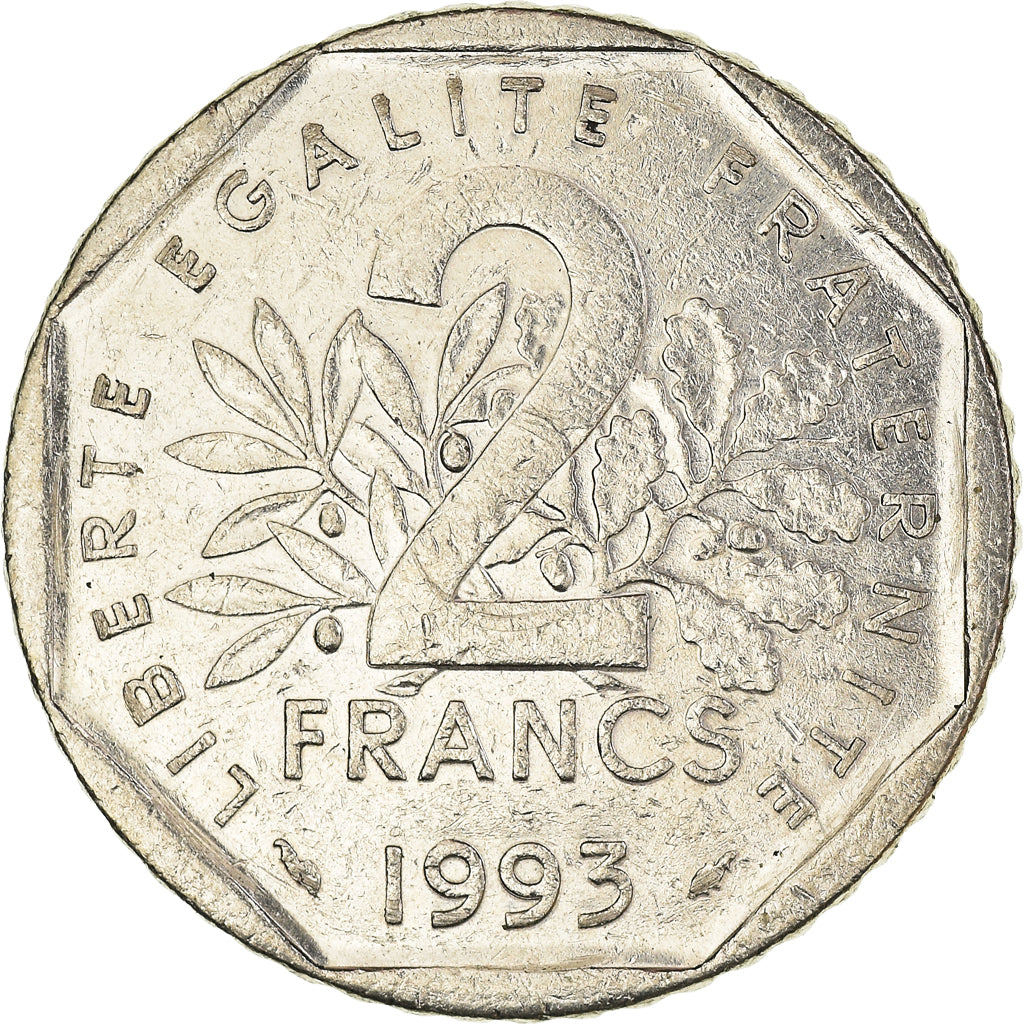 Moneta, Francia, 2 Francs, 1993